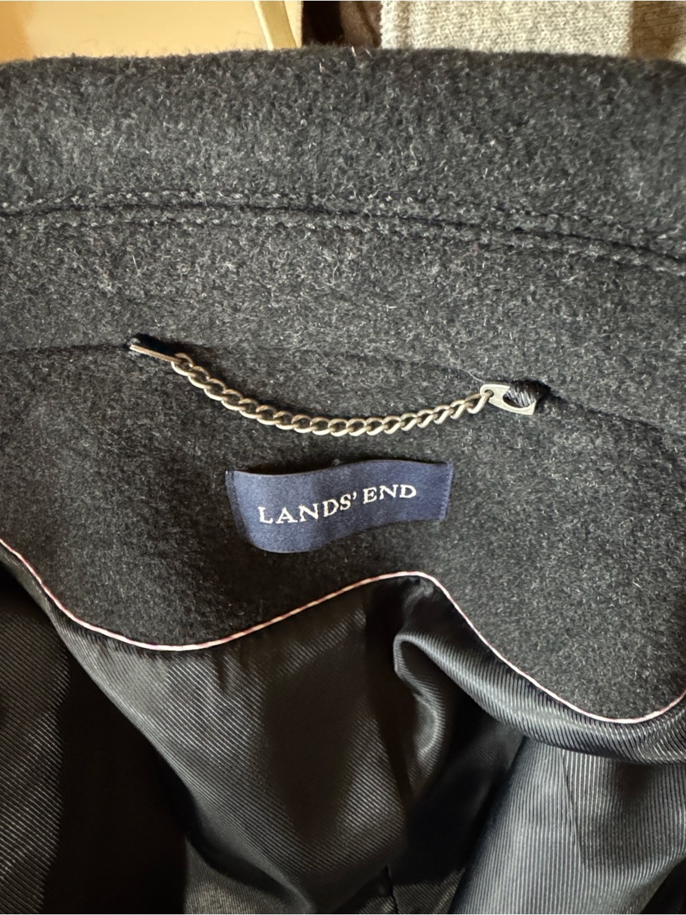 Lands’ End Classic charcoal Double-Breasted Peacoat Wool & cashmere blend 20W - Picture 12 of 16